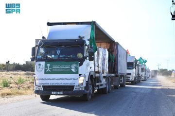 وصول قافلة مساعدات إنسانية جديدة مقدمة من السعودية إلى غزة
