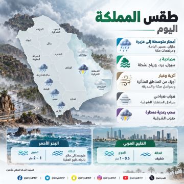 الأرصاد : أمطار رعدية غزيرة وسيول متوقعة على جازان وعسير والباحة ومرتفعات مكة الأرصاد : أمطار رعدية غزيرة وسيول متوقعة على جازان وعسير والباحة ومرتفعات مكة