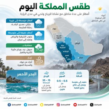 الأرصاد : أمطار رعدية غزيرة وسيول متوقعة على جازان وعسير والباحة ومكة الأرصاد : أمطار رعدية غزيرة وسيول متوقعة على جازان وعسير والباحة ومكة