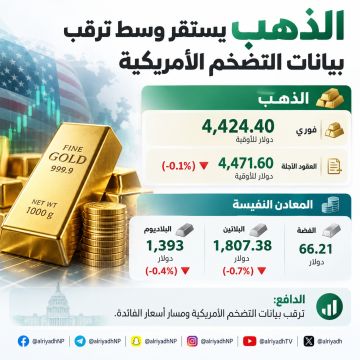 الذهب يستقر قرب 4424 دولارا وسط ترقب بيانات التضخم الأمريكية الذهب يستقر قرب 4424 دولارا وسط ترقب بيانات التضخم الأمريكية