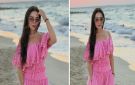 مي عز الدين بملابس وردية على شاطئ البحر .. صور - sa