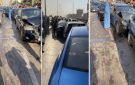 حادث سير يسفر عن تهشم صف كامل من السيارات في مصر.. فيديو