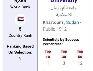 جامعة أم درمان الإسلامية تحافظ على صدارتها ضمن الجامعات الأولى في السودان وفق تصنيف Scientific Index لعام ٢٠٢٦م..