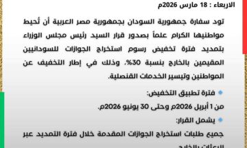 سفارة السودان بمصر تعلن صدور قرار من رئيس الوزراء بتخفيض رسوم استخراج الجوازات