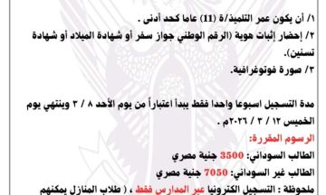 مدرسة الصداقة السودانية بالقاهرة تنشر ضوابط الجلوس لامتحان الشهادة الابتدائية