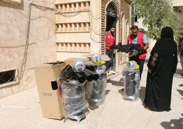 الهلال الأحمر يوزع تجهيزات تدفئة وطاقة لـ114 عائلة في الحسكة