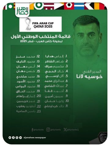 القائمة النهائية لمنتخب سورية في بطولة كأس العرب القائمة النهائية لمنتخب سورية في بطولة كأس العرب