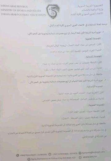 انسحاب أندية ديرالزور الأربعة بكرة القدم من المشاركة في دوري الأولى