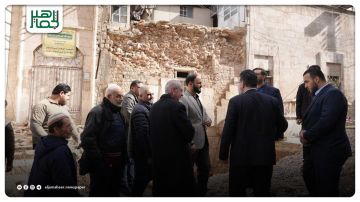 جولة ميدانية للمحافظ على موقع الانهيار الجزئي في جامع حسان بن ثابت بحلب