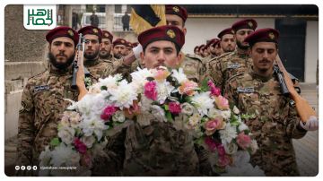 مراسم تشييع رسمية في المشفى الوطني بإدلب لشهيد من الجيش العربي السوري ارتقى أثناء القيام بواجبه الوطني.