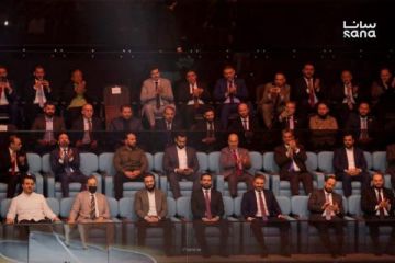 بحضور الرئيس الشرع بدء حفل افتتاح صالة الفيحاء الرياضية لكرة السلة بدمشق