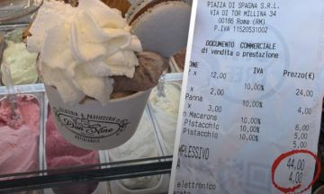 سائحان أمريكيان يدفعان 44 يورو مقابل بوظتين في روما.. وفاتورة تشعل الجدل سائحان أمريكيان يدفعان 44 يورو مقابل بوظتين في روما.. وفاتورة تشعل الجدل