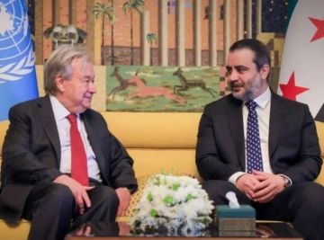 الشيباني يستقبل غوتيريش في دمشق الشيباني يستقبل غوتيريش في دمشق