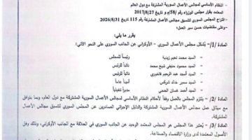قرار بتشكيل مجلس الأعمال السوري الأوكراني قرار بتشكيل مجلس الأعمال السوري الأوكراني
