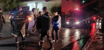 الكاف: انقلاب سيارة جراء التقلبات المناخية وتهاطل الامطار بغزارة