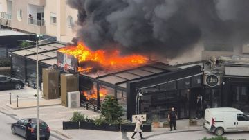 حريق داخل مطعم في بومهل