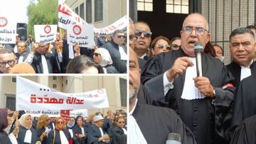 المحامون يحتجون ضد وزارة العدل المحامون يحتجون ضد وزارة العدل