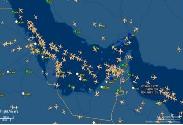 ازدحام لمسارات الطائرات فوق عمان والإمارات والكويت بسبب التوتر بين الهند وباكستان (صورة) ازدحام لمسارات الطائرات فوق عمان والإمارات والكويت بسبب التوتر بين الهند وباكستان (صورة)