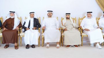 مكتوم بن محمد يقدم واجب العزاء في وفاة محمد بن الشيخ جمعة المنصوري