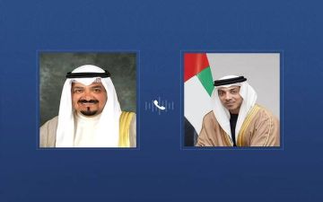 منصور بن زايد ورئيس وزراء الكويت يبحثان تطورات الأوضاع في المنطقة