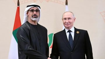 بوتين وولي عهد أبو ظبي يتفقان على ترجمة نتائج قمة بريكس إلى مبادرات عملية بوتين وولي عهد أبو ظبي يتفقان على ترجمة نتائج قمة بريكس إلى مبادرات عملية