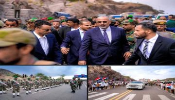 وسط استقبال حاشد .. الرئيس الزبيدي يصل الضالع للمشاركة في الاحتفالات بثورة 14 أكتوبر (صور)