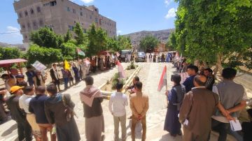 وقفة طلابية في جامعة البيضاء إحياء لذكرى السنوية الثانية لمعركة طوفان الاقصى