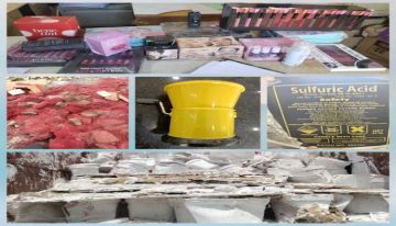 المواصفات توقف قنبلة صحية موقوتة من 12 ألف طرد طلاء وزبادي فاسد ومستحضرات تجميل منتهية المواصفات توقف قنبلة صحية موقوتة من 12 ألف طرد طلاء وزبادي فاسد ومستحضرات تجميل منتهية