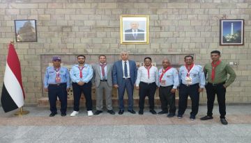 وفد اليمن المشارك في المؤتمر الكشفي العربي يلتقي سفير اليمن في دولة الإمارات العربية المتحدة