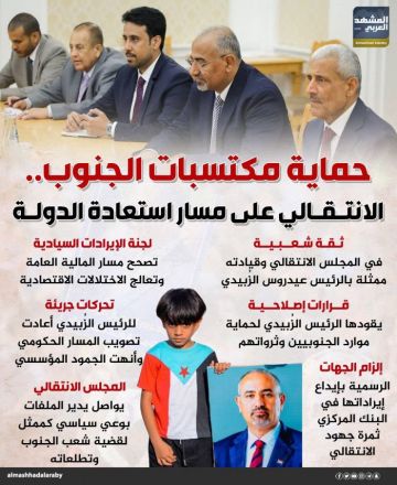 حماية مكتسبات الجنوب.. الانتقالي على مسار استعادة الدولة (إنفوجراف)