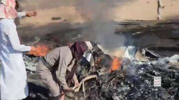 فيديو حطام الطائرة الأميركية MQ-9 التي أسقطت في أجواء الجوف