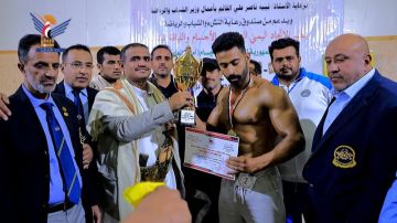 تكريم الفائزين في بطولة الجمهورية لبناء الأجسام بصنعاء