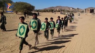 مأرب.. مسير لطلاب مديرية العبدية إحياء لجمعة رجب ونصرة للقرآن الكريم