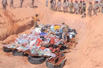 قيادة كتيبة منفذ الوديعة تتلف كميات ضخمة من الممنوعات بينها 594 كجم من الحشيش وأكثر من 118ألف حبة كبتاجون