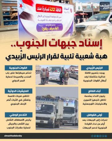 إسناد جبهات الجنوب.. هبة شعبية تلبية لقرار الرئيس الزبيدي (إنفوجراف) إسناد جبهات الجنوب.. هبة شعبية تلبية لقرار الرئيس الزبيدي (إنفوجراف)