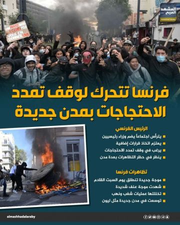 فرنسا تتحرك لوقف تمدد الاحتجاجات بمدن جديدة (إنفوجراف) فرنسا تتحرك لوقف تمدد الاحتجاجات بمدن جديدة (إنفوجراف)