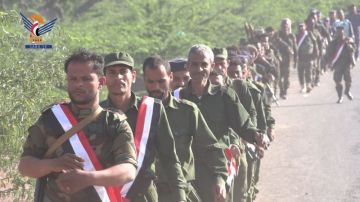 تعز.. مسير عسكري لمنتسبي أمن مديريات المربع الغربي تضامنا مع أبناء غزة