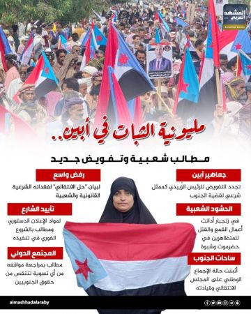 مليونية الثبات في أبين.. مطالب شعبية وتفويض جديد (إنفوجراف)