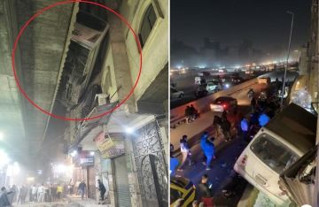 لحظات مرعبة.. حافلة ركاب مصرية معلقة في الهواء بعد انحرافها أعلى كوبري