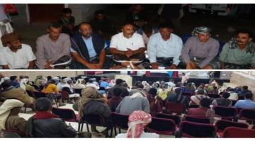 أجتماع موسع في أبين يطالب رفع القيود عن مقرات المجلس الانتقالي ويلوح بخيارات تصعيدية