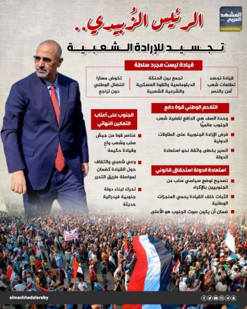 الرئيس الزبيدي.. تجسيد للإرادة الشعبية (إنفوجراف)