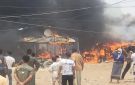 حريق يلتهم مأوى ثلاث أسر نازحة في مخيم الجفينة بمارب