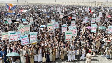 مسيرات حاشدة بصعدة تأكيدا على وحدة الساحات في مواجهة الطغيان الأمريكي الصهيوني