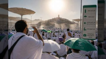 استنفار سعودي لتخفيف ارتفاع درجة حرارة عرفات.. نصائح عاجلة للحجاج لمواجهة الـ 45 درجة استنفار سعودي لتخفيف ارتفاع درجة حرارة عرفات.. نصائح عاجلة للحجاج لمواجهة الـ 45 درجة