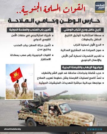 القوات المسلحة الجنوبية.. حارس الوطن وحامي الملاحة (إنفوجراف) القوات المسلحة الجنوبية.. حارس الوطن وحامي الملاحة (إنفوجراف)