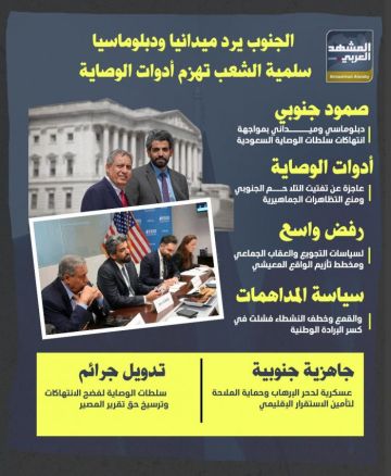 الجنوب يرد ميدانيا ودبلوماسيا.. سلمية الشعب تهزم أدوات الوصاية (إنفوجراف) الجنوب يرد ميدانيا ودبلوماسيا.. سلمية الشعب تهزم أدوات الوصاية (إنفوجراف)