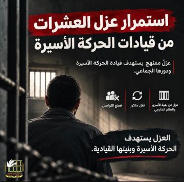 نادي الأسير الفلسطيني: استمرار عزل العشرات من قيادات الحركة الأسيرة نادي الأسير الفلسطيني: استمرار عزل العشرات من قيادات الحركة الأسيرة
