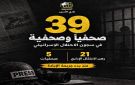 نادي الأسير: 39 صحفيا في سجون العدو الإسرائيلي وتصعيد متواصل في الاعتقال والملاحقة - ye