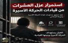 نادي الأسير الفلسطيني: استمرار عزل العشرات من قيادات الحركة الأسيرة - ye